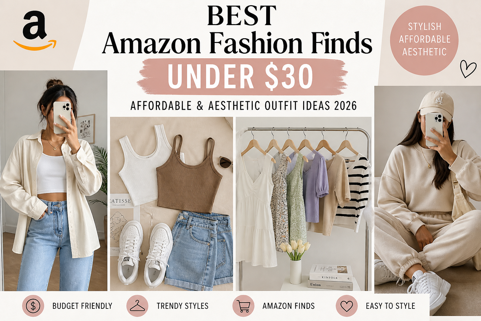 Amazon finds under 30 outfit ideas 2026 casual summer travel date night aesthetic outfits women”